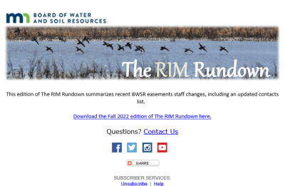 A screenshot of RIM Newsletter