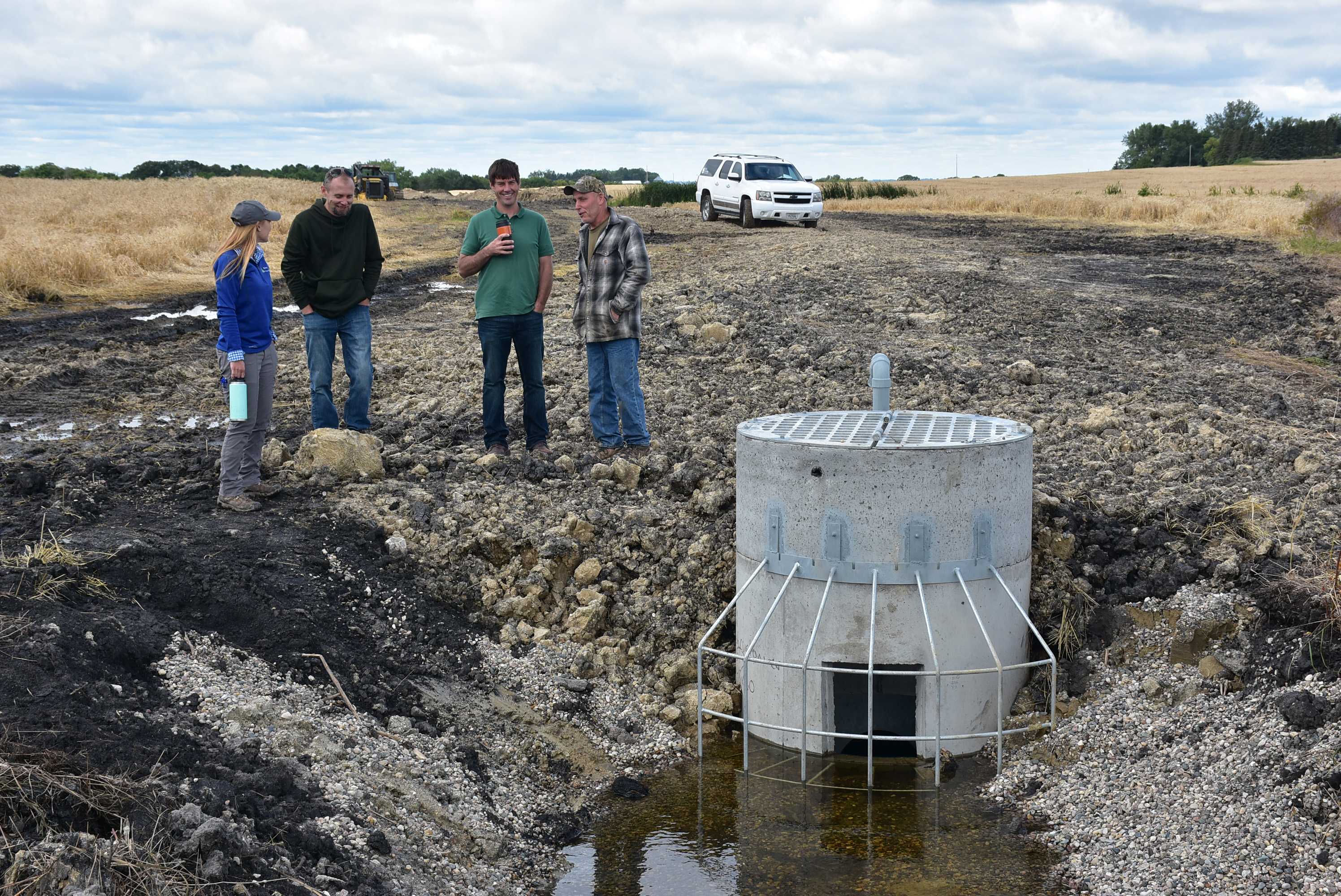 Becker SWCD staff visit the project site with landowner Bill Steffl