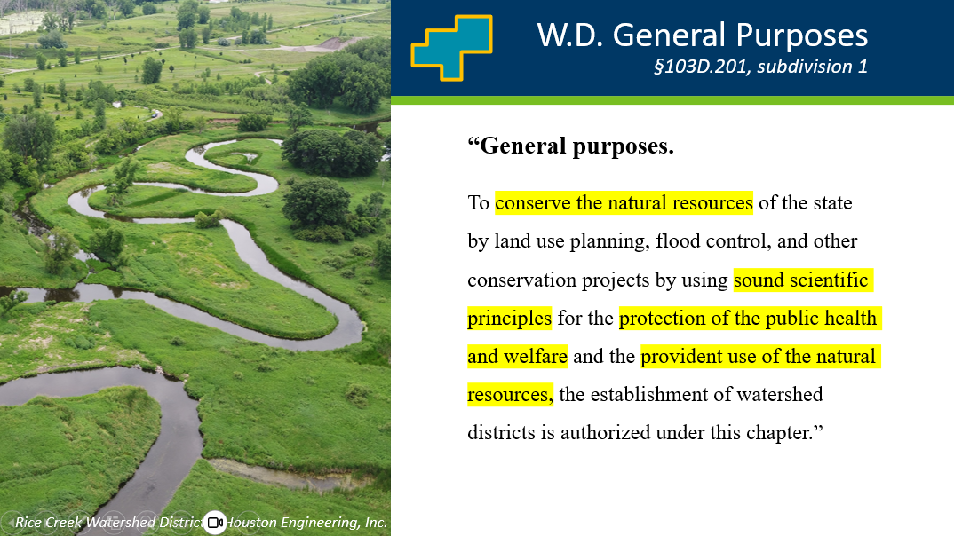 a screen shot from a video showing a photo of a river and text from statute