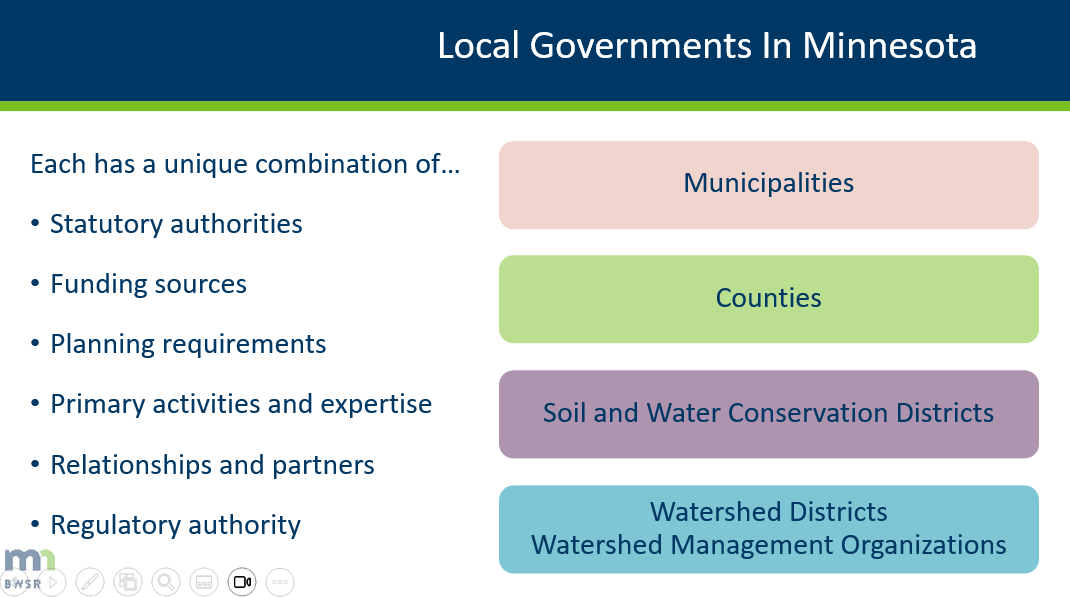 a screen shot from a video showing a list of local government types