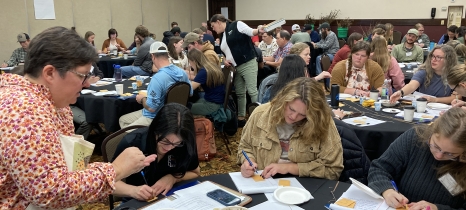people sit around table