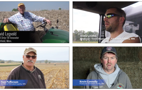 Four photos depict four landowners in the field