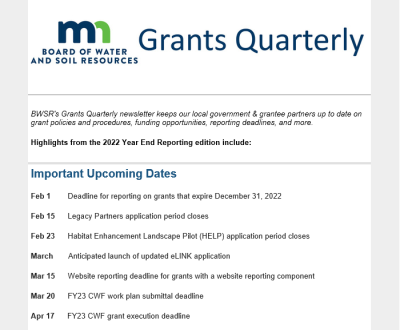 A screenshot of Grants Quarterly screenshot